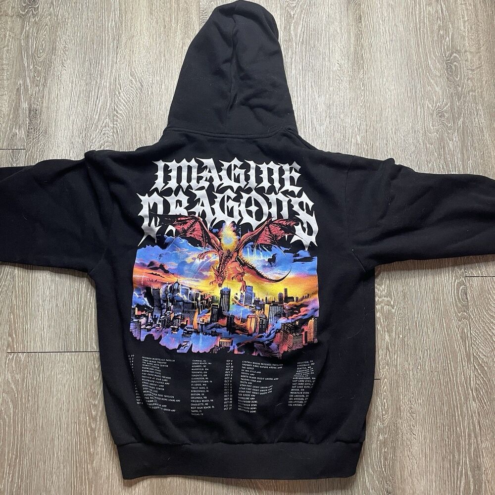 Imagine Dragons 2024 Official Concert Tour Hoodie Black Size Large
